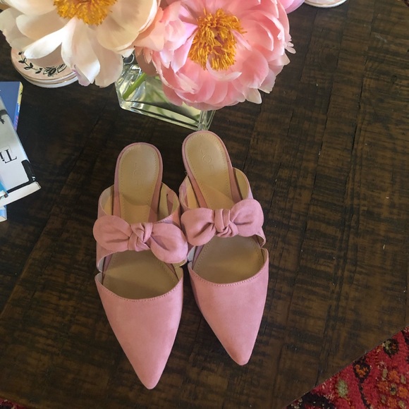 LOFT Shoes - Pink Bow Slip On Flats